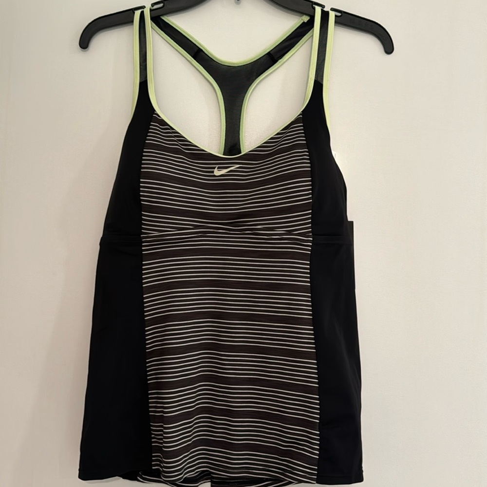 Nike Women’s Tank Top Grey and Black Striped Athletic Racerback Size XL